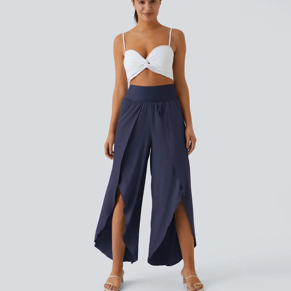 💙👖 NWT Halara Breezeful™ High-Waisted Palazzo Pants – Patriot Blue – Medium